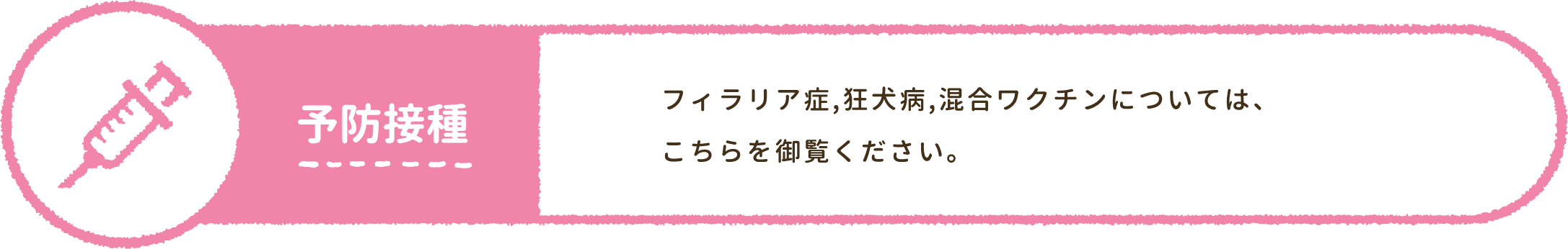 予防接種:フィラリア症,狂犬病,混合ワクチンについては、こちらを御覧ください